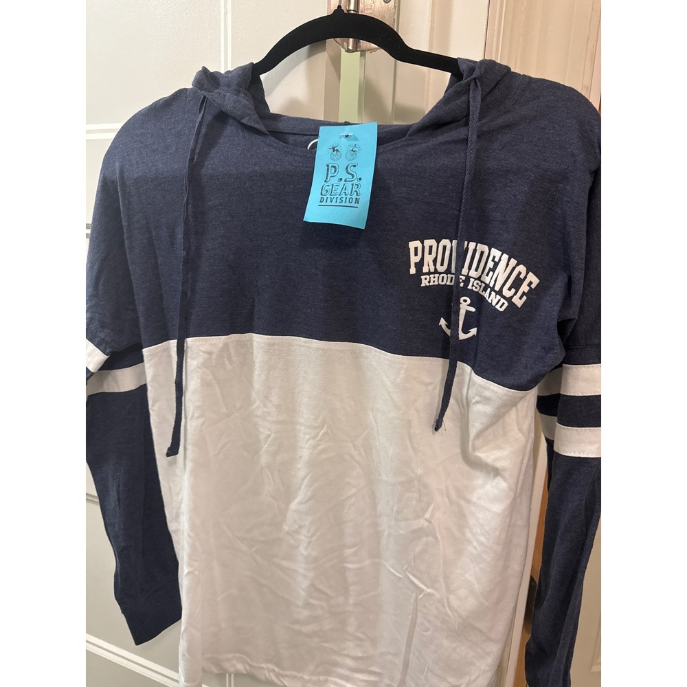 Exist Providence Rhode Island Hooded T-Shirt Navy White Colorblock Women's Small